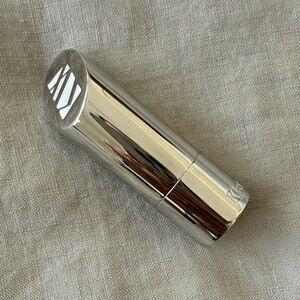 Kjaer Weis Silver Metallic Lipstick Case with Engraved Logo